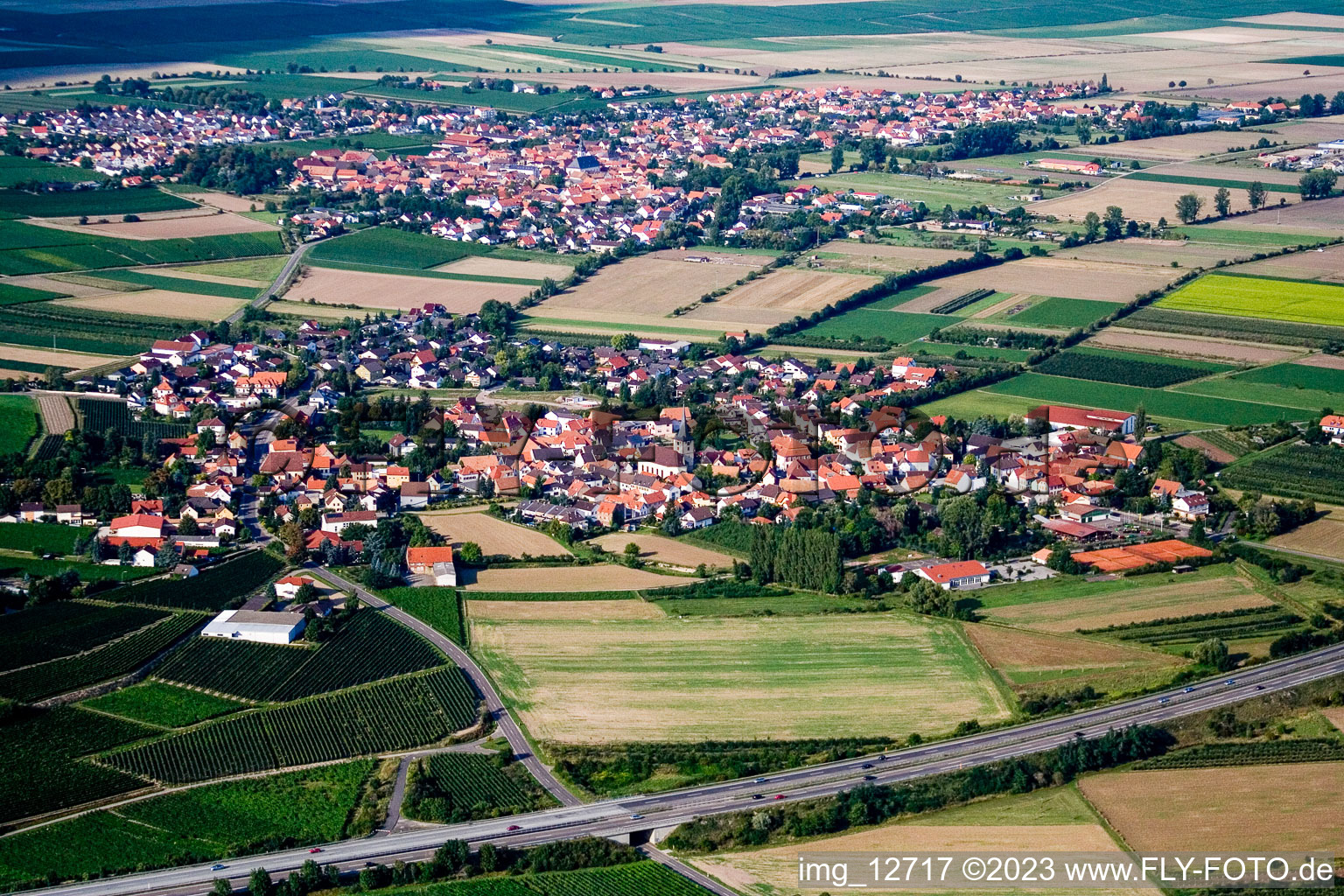 Großkarlbach im Bundesland Rheinland-Pfalz, Deutschland von der Drohne aus gesehen