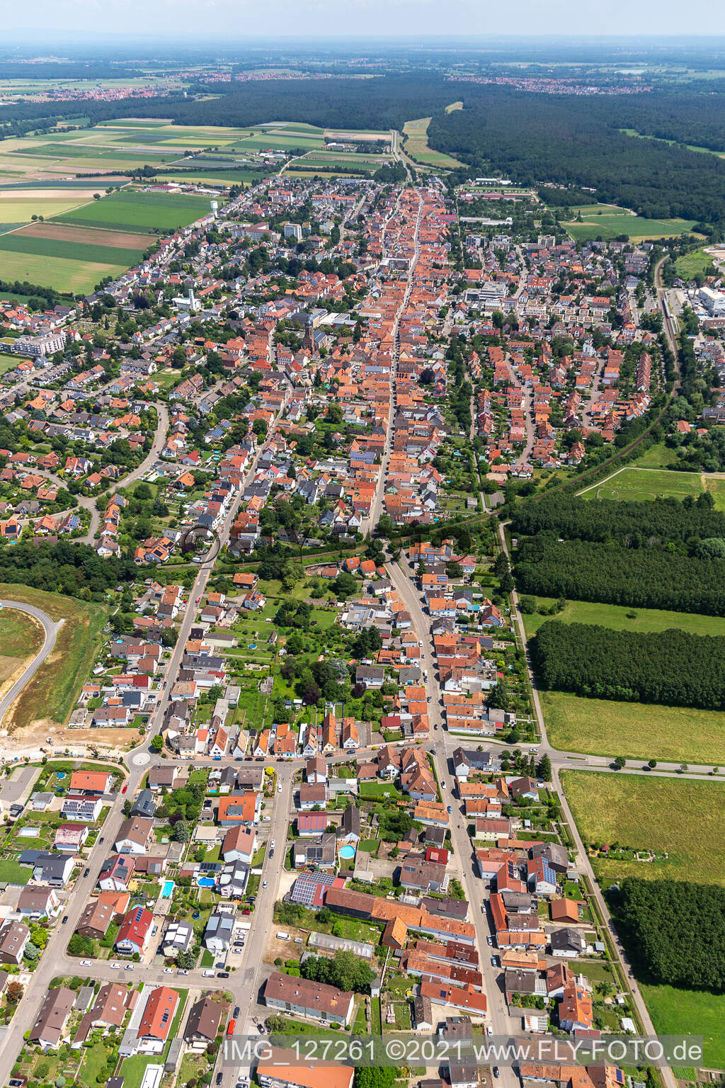 Kandel im Bundesland Rheinland-Pfalz, Deutschland vom Flugzeug aus