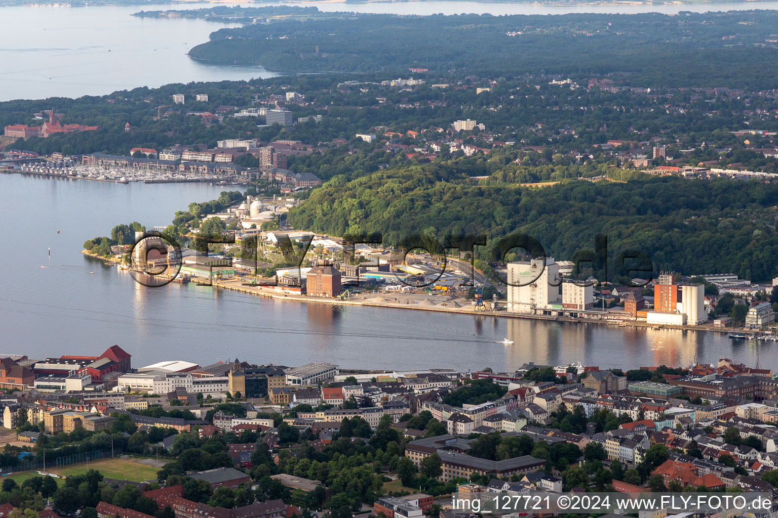 Flensburger Hafen, Harniskai im Ortsteil Kielseng im Bundesland Schleswig-Holstein, Deutschland