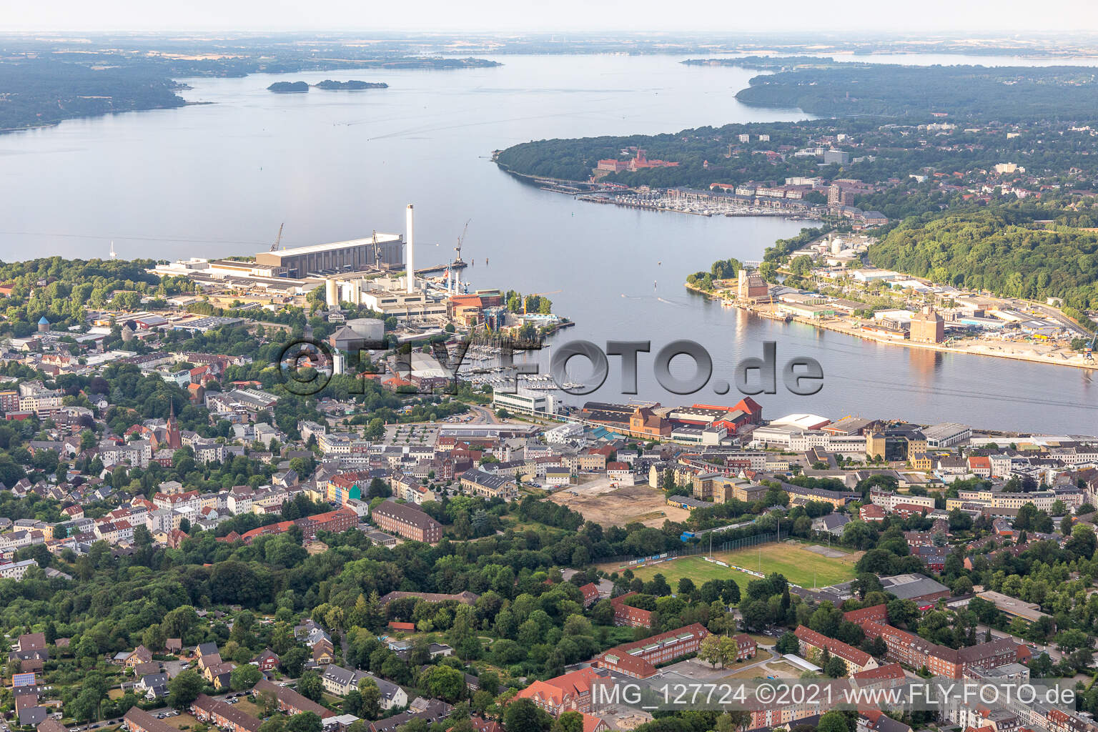 Luftbild von Förde in Flensburg im Bundesland Schleswig-Holstein, Deutschland