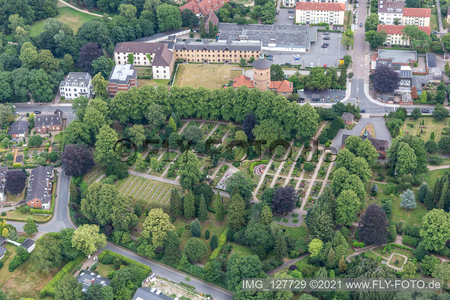 Alter Friedhof Flensburg, Christiansenpark,  Alter Wasserturm im Bundesland Schleswig-Holstein, Deutschland