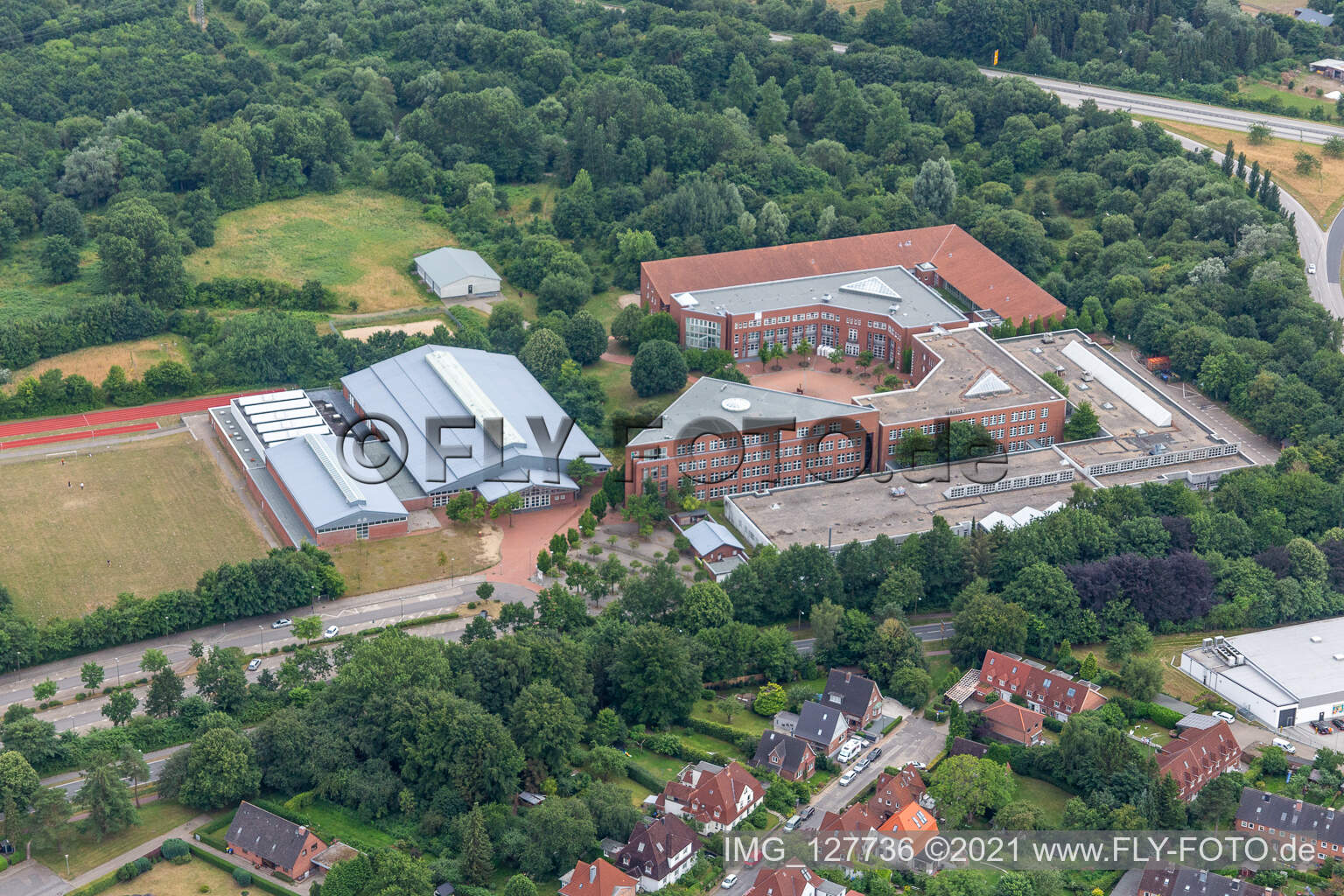 Luftbild von RBZ Hannah-Arendt-Schule AöR,  RBZ Eckener-Schule Flensburg AöR im Bundesland Schleswig-Holstein, Deutschland