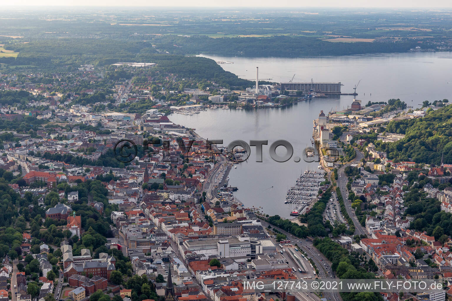 Luftaufnahme von Förde in Flensburg im Bundesland Schleswig-Holstein, Deutschland