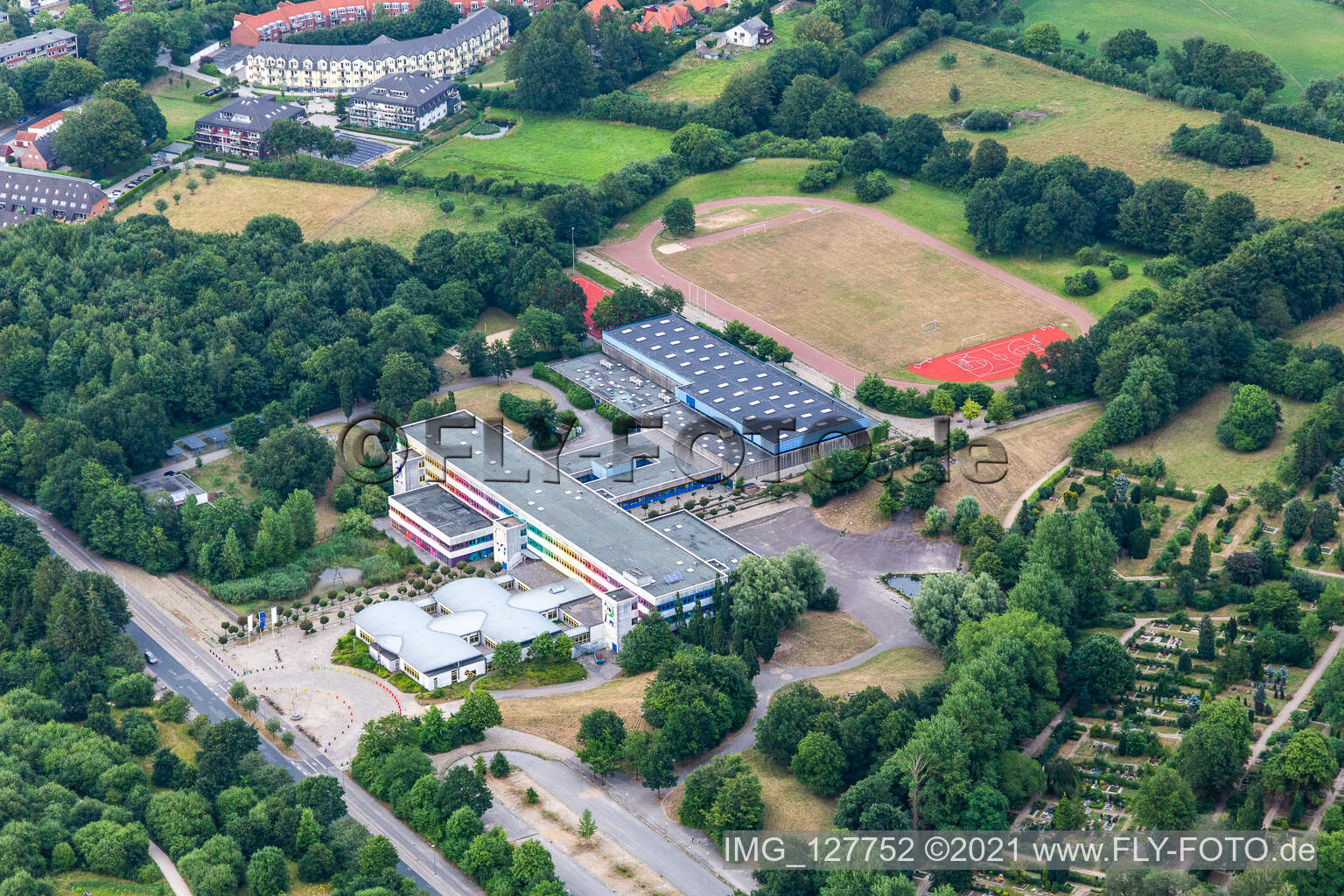 Schulgebäude der Kurt-Tucholsky-Schule in Flensburg im Bundesland Schleswig-Holstein, Deutschland