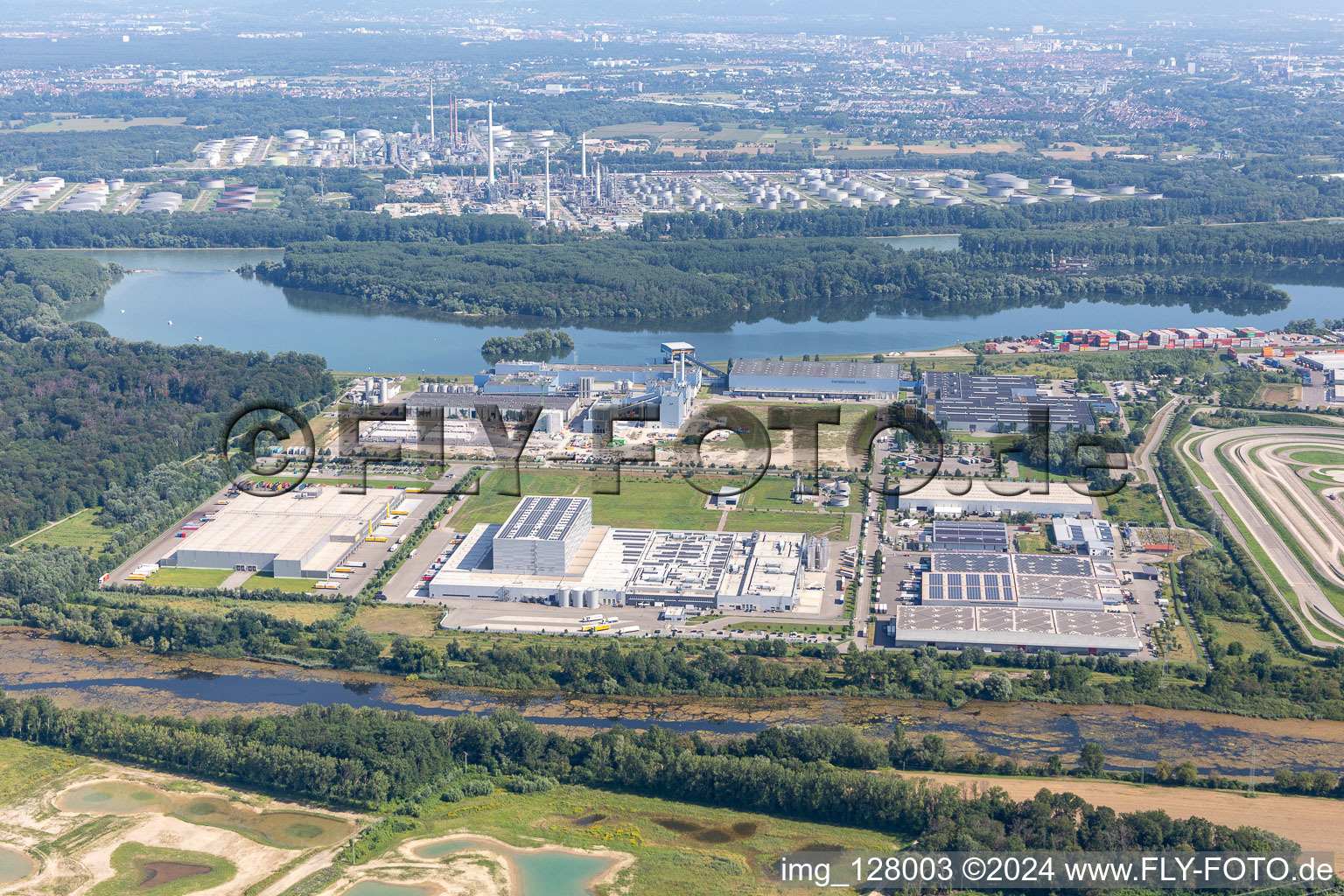 Industriegebiet Oberwald in Wörth am Rhein im Bundesland Rheinland-Pfalz, Deutschland von oben