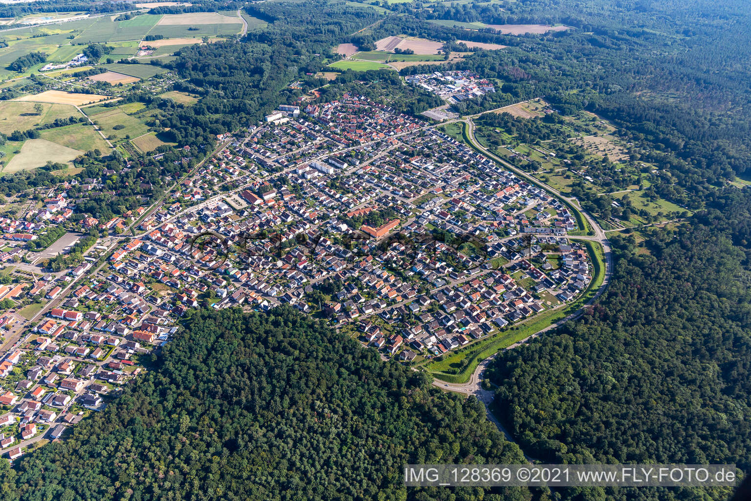 Jockgrim im Bundesland Rheinland-Pfalz, Deutschland aus der Luft