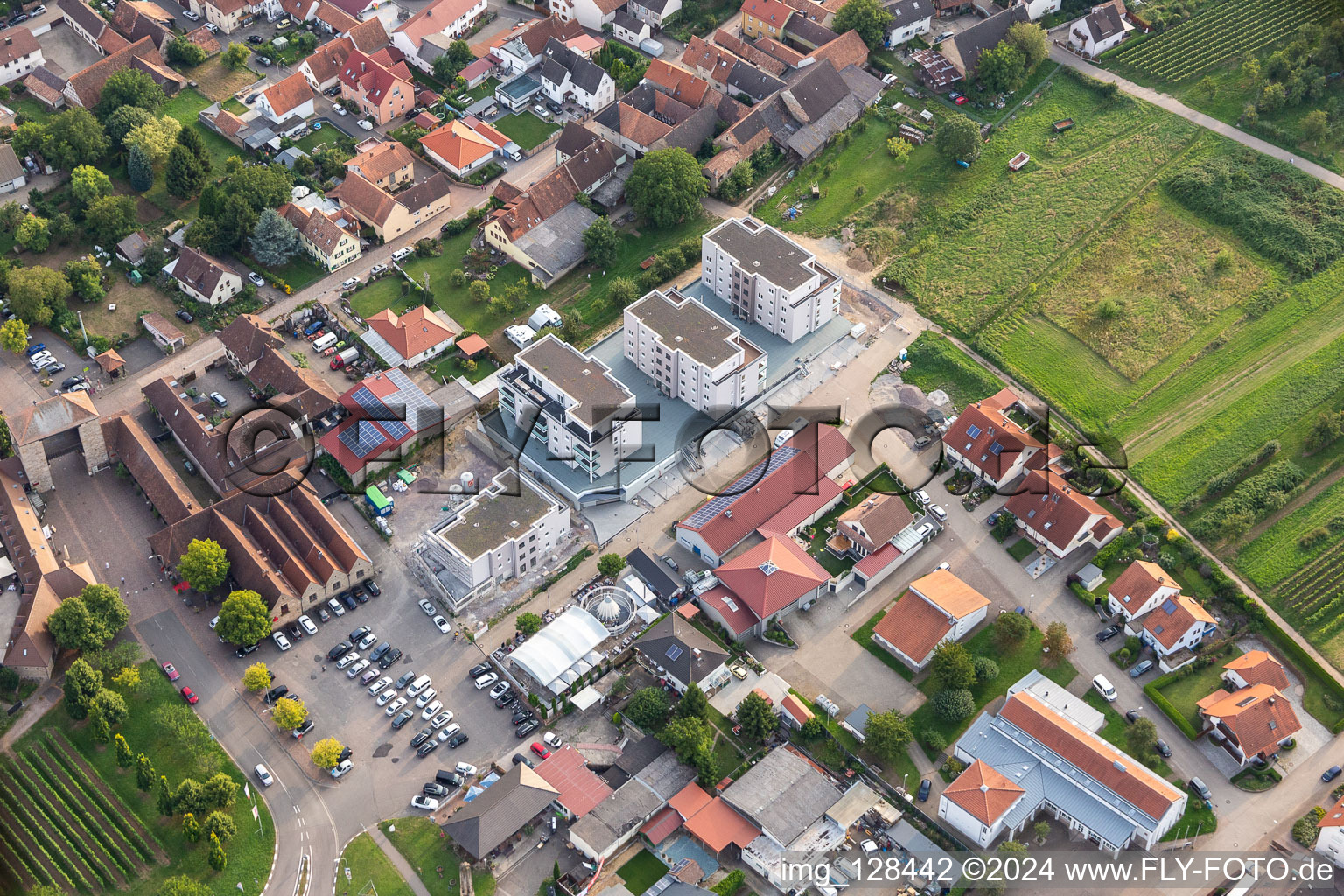 Luftaufnahme von Neubauten an der Silvanerstr im Ortsteil Schweigen in Schweigen-Rechtenbach im Bundesland Rheinland-Pfalz, Deutschland