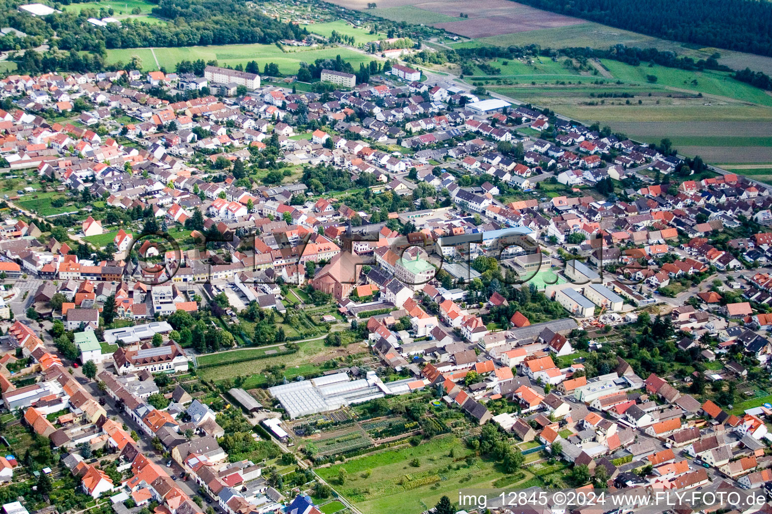 Ortsteil Wiesental in Waghäusel im Bundesland Baden-Württemberg, Deutschland von oben gesehen