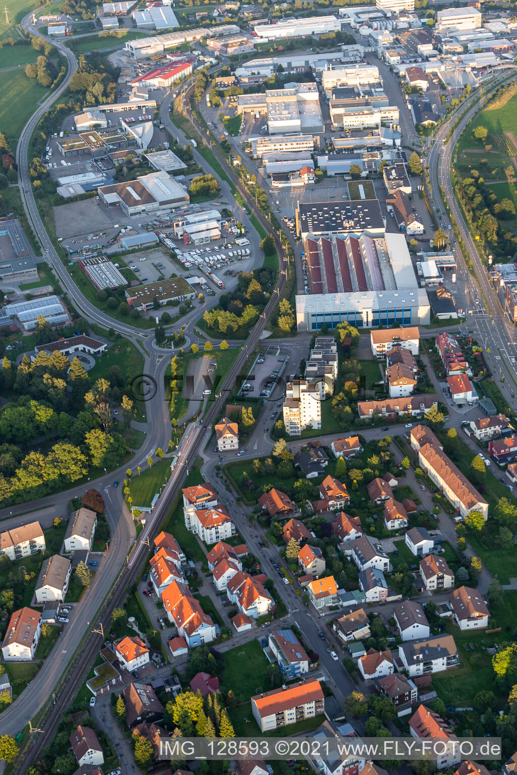 Luftaufnahme von Industriegebiet Robert-Bürkle-Straße in Freudenstadt im Bundesland Baden-Württemberg, Deutschland