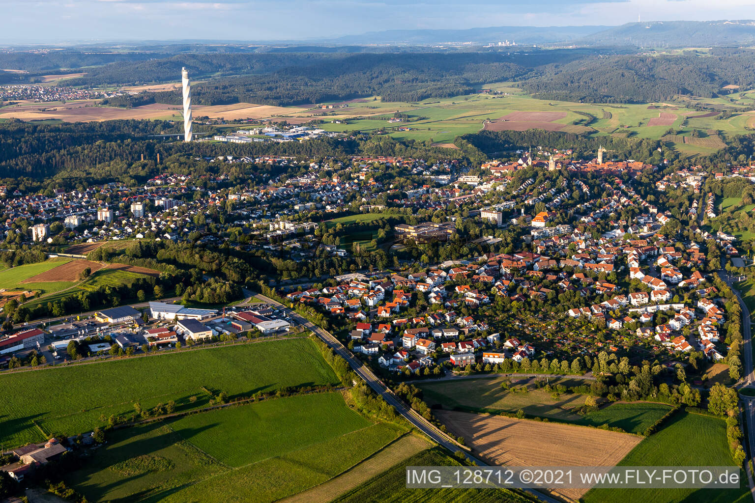 Schrägluftbild von Rottweil im Bundesland Baden-Württemberg, Deutschland