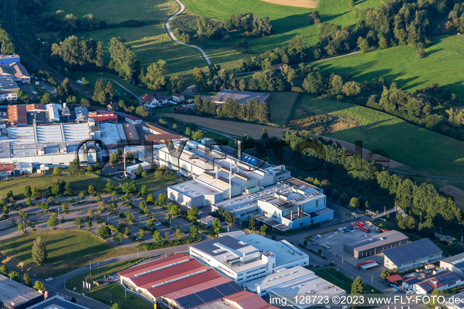 Gebäude und Produktionshallen auf dem Fabrikgelände der MAHLE GmbH in Rottweil im Bundesland Baden-Württemberg, Deutschland