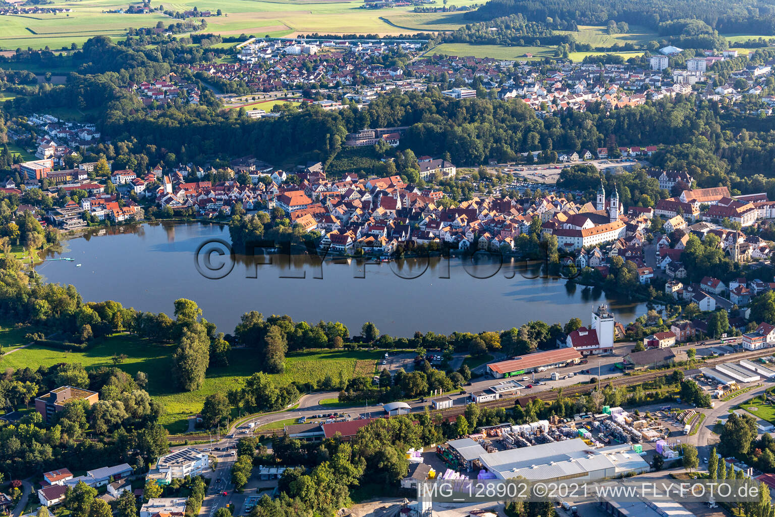 Luftbild von Stadt See in Bad Waldsee im Bundesland Baden-Württemberg, Deutschland