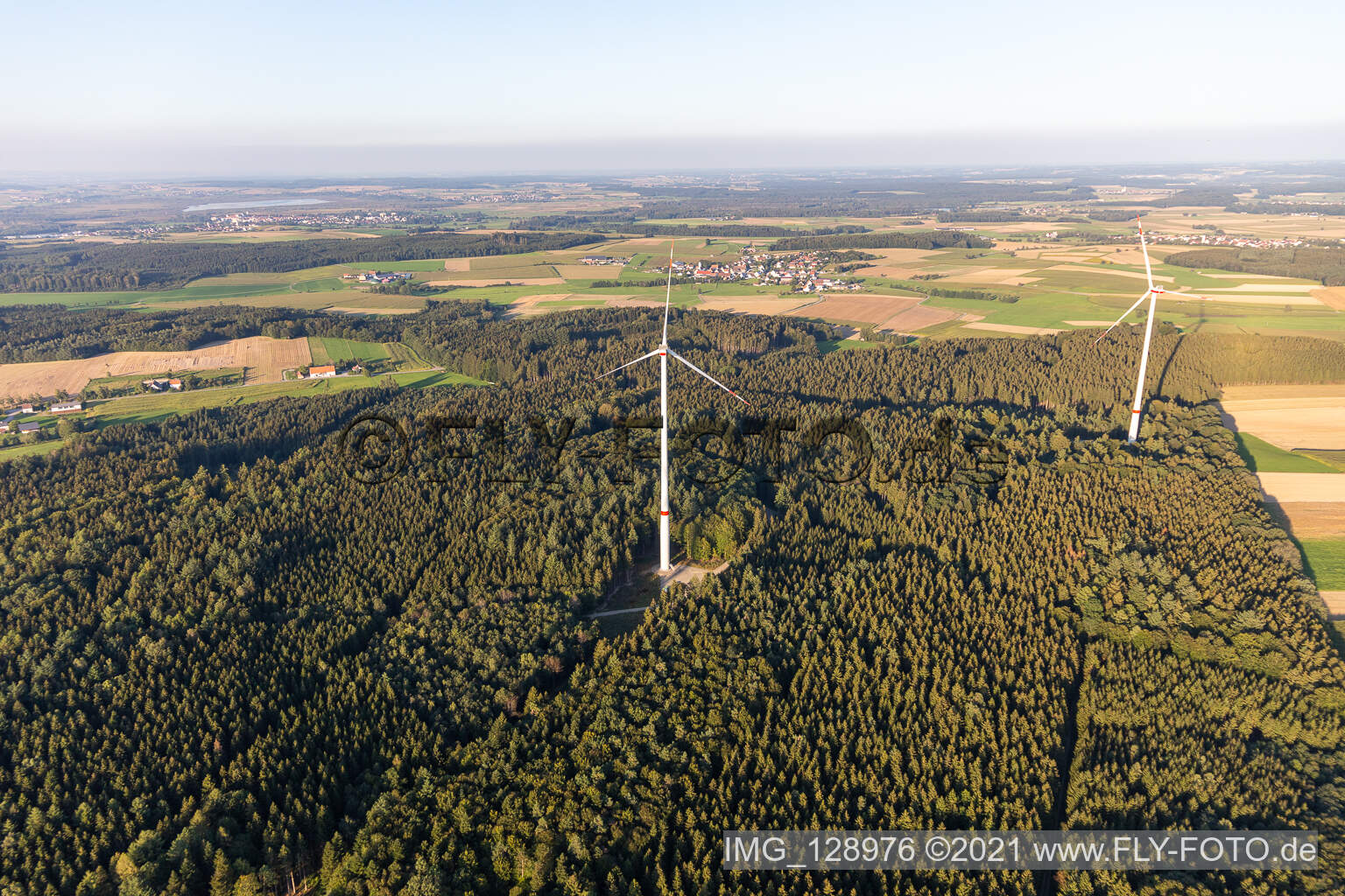 Luftaufnahme von Windpark Bad Saulgau im Bundesland Baden-Württemberg, Deutschland