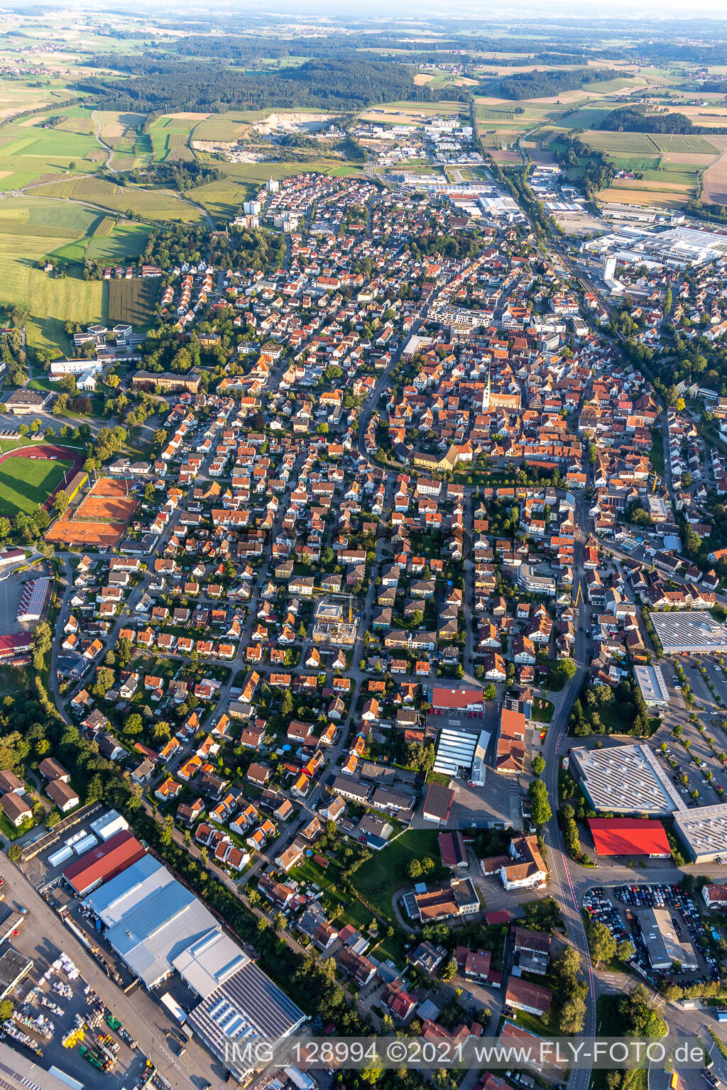 Stadtansicht des Innenstadtbereiches in Bad Saulgau im Bundesland Baden-Württemberg, Deutschland
