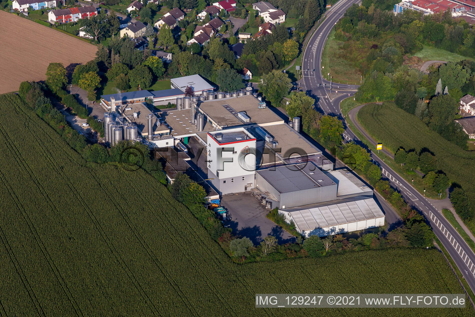Gebäude und Produktionshallen auf dem Fabrikgelände der Molkerei Dairyfood GmbH in Riedlingen im Bundesland Baden-Württemberg, Deutschland