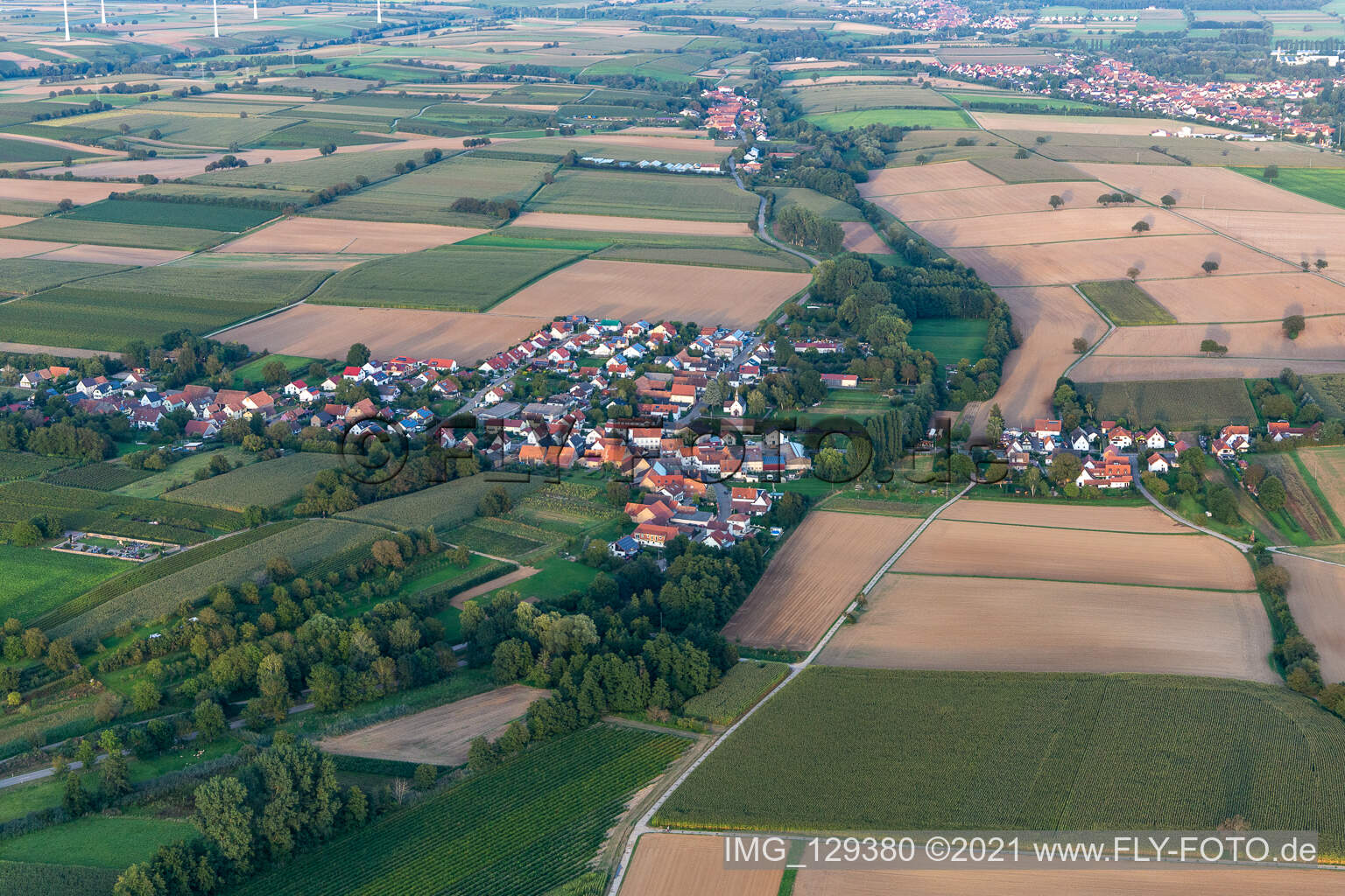 Ortsteil Kleinsteinfeld in Niederotterbach im Bundesland Rheinland-Pfalz, Deutschland aus der Luft betrachtet
