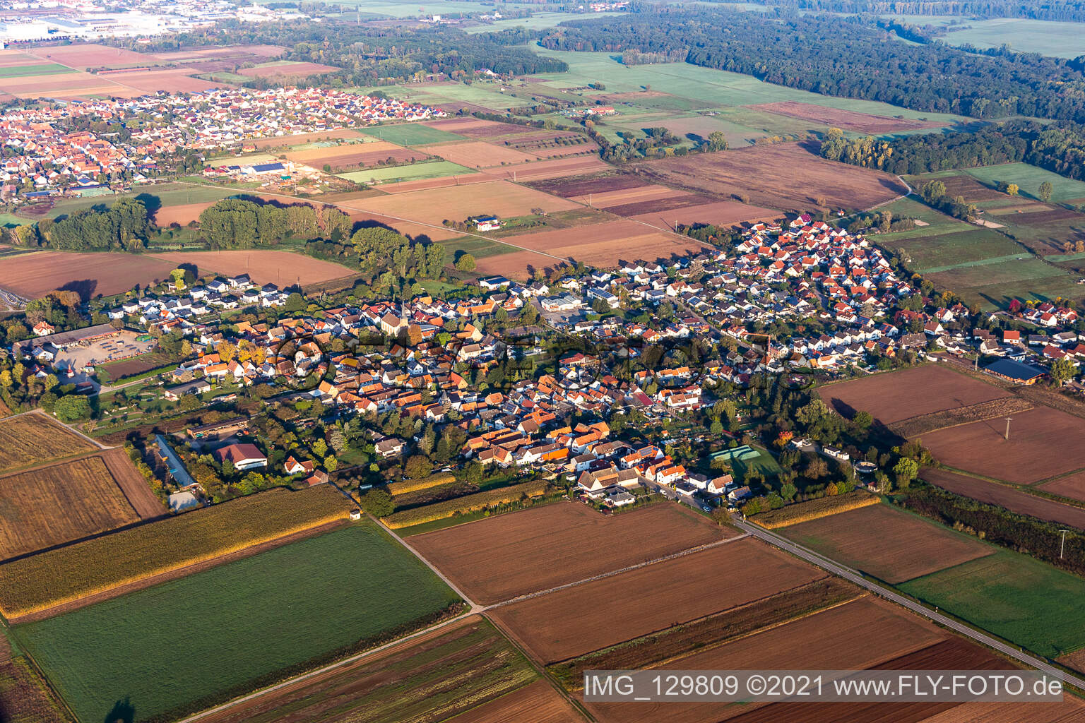Knittelsheim im Bundesland Rheinland-Pfalz, Deutschland aus der Luft