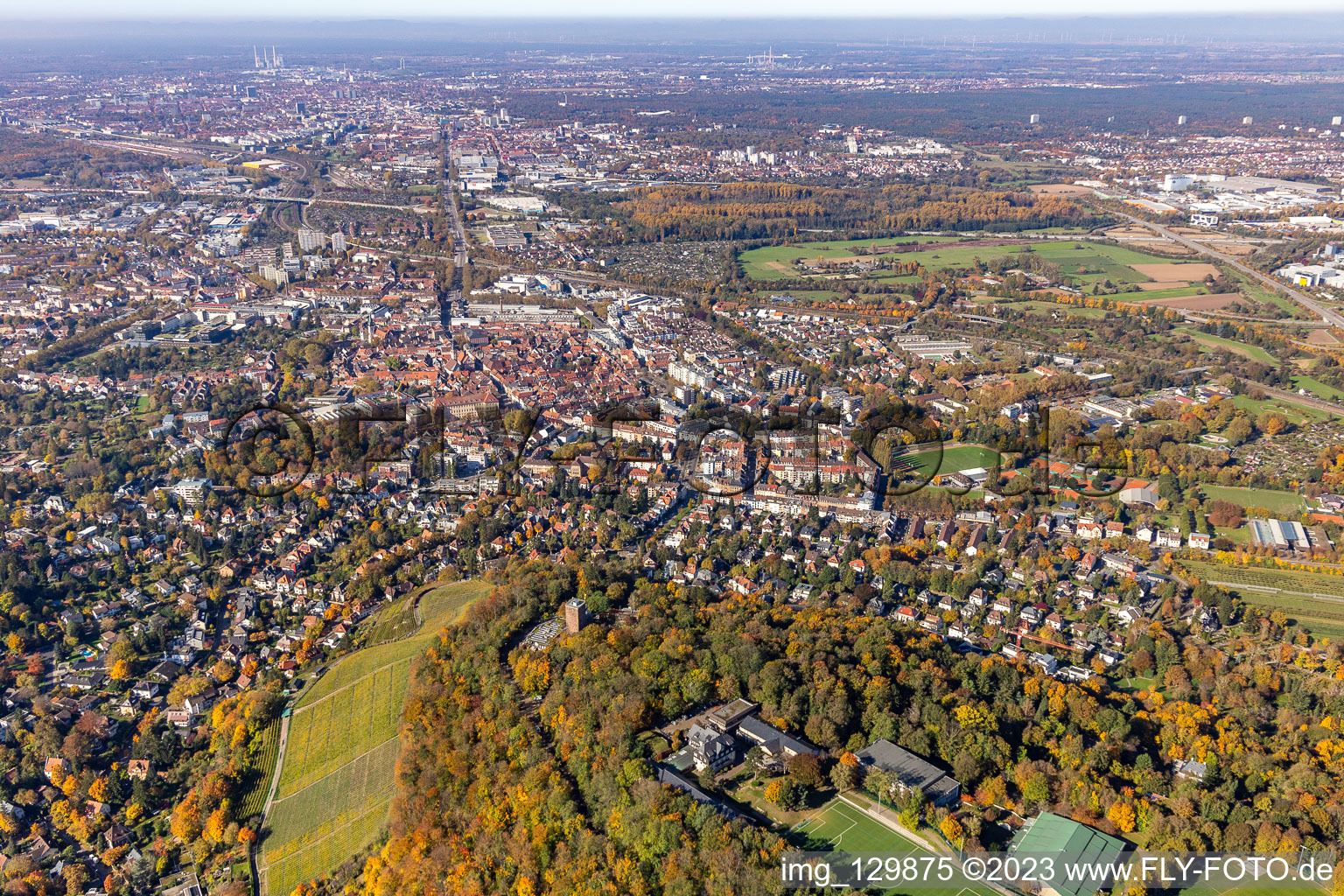 Luftaufnahme von Ortsteil Durlach in Karlsruhe im Bundesland Baden-Württemberg, Deutschland