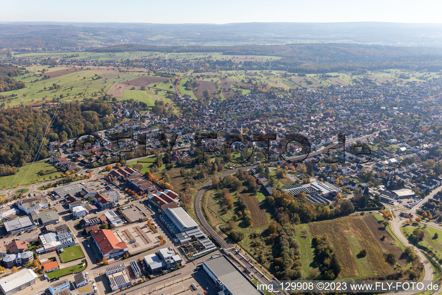 Ortsteil Langensteinbach in Karlsbad im Bundesland Baden-Württemberg, Deutschland von oben
