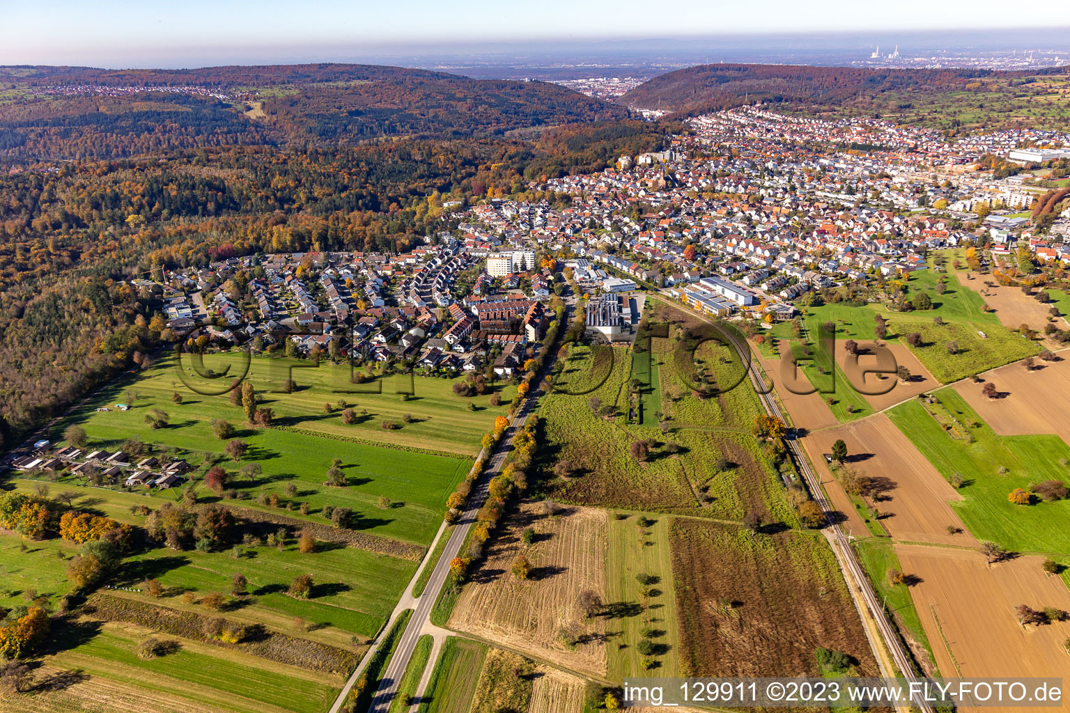 Luftbild von Ortsteil Reichenbach in Waldbronn im Bundesland Baden-Württemberg, Deutschland