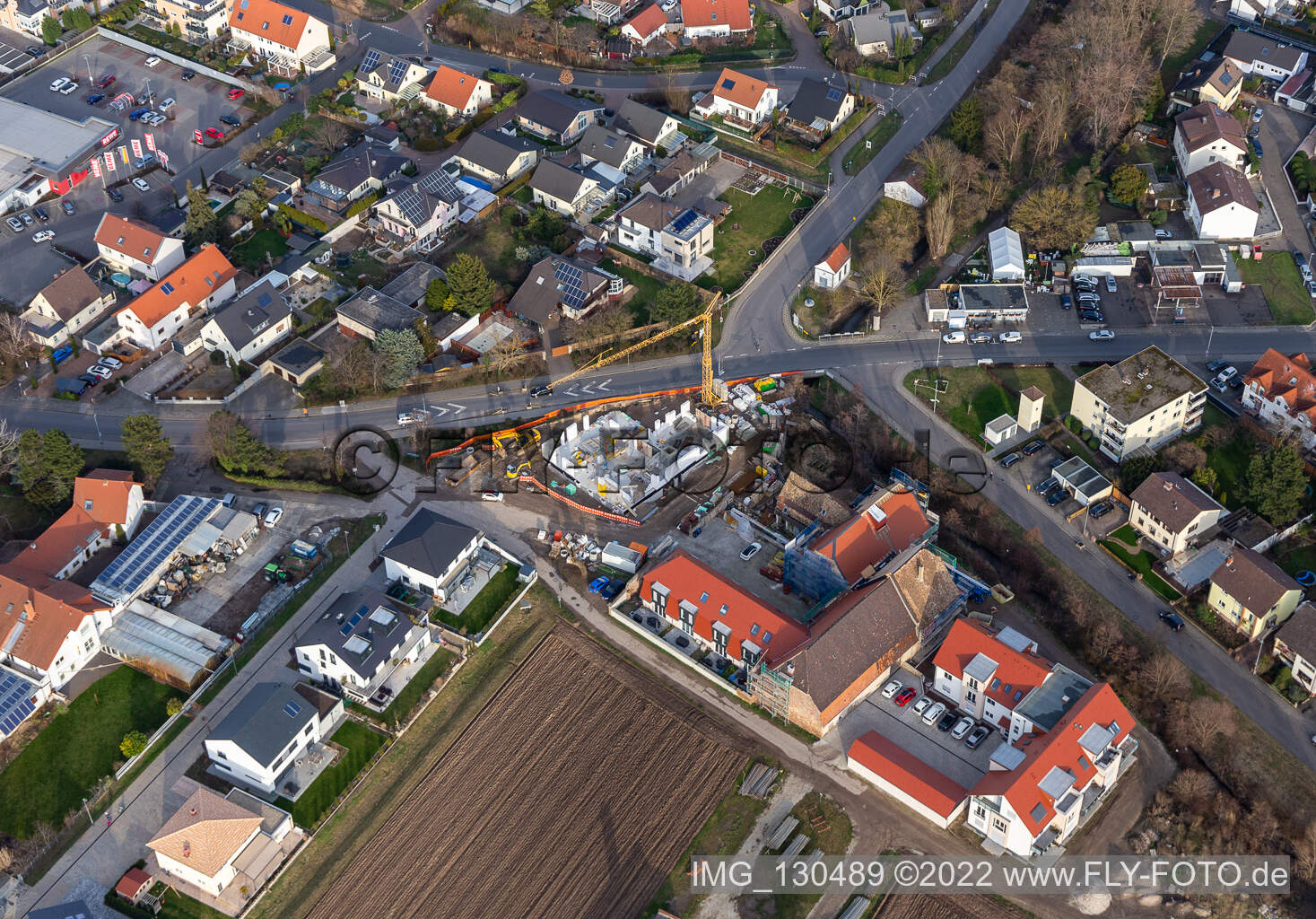 Baustelle Mühltorstraße-Maxdorfer Straße in Lambsheim im Bundesland Rheinland-Pfalz, Deutschland