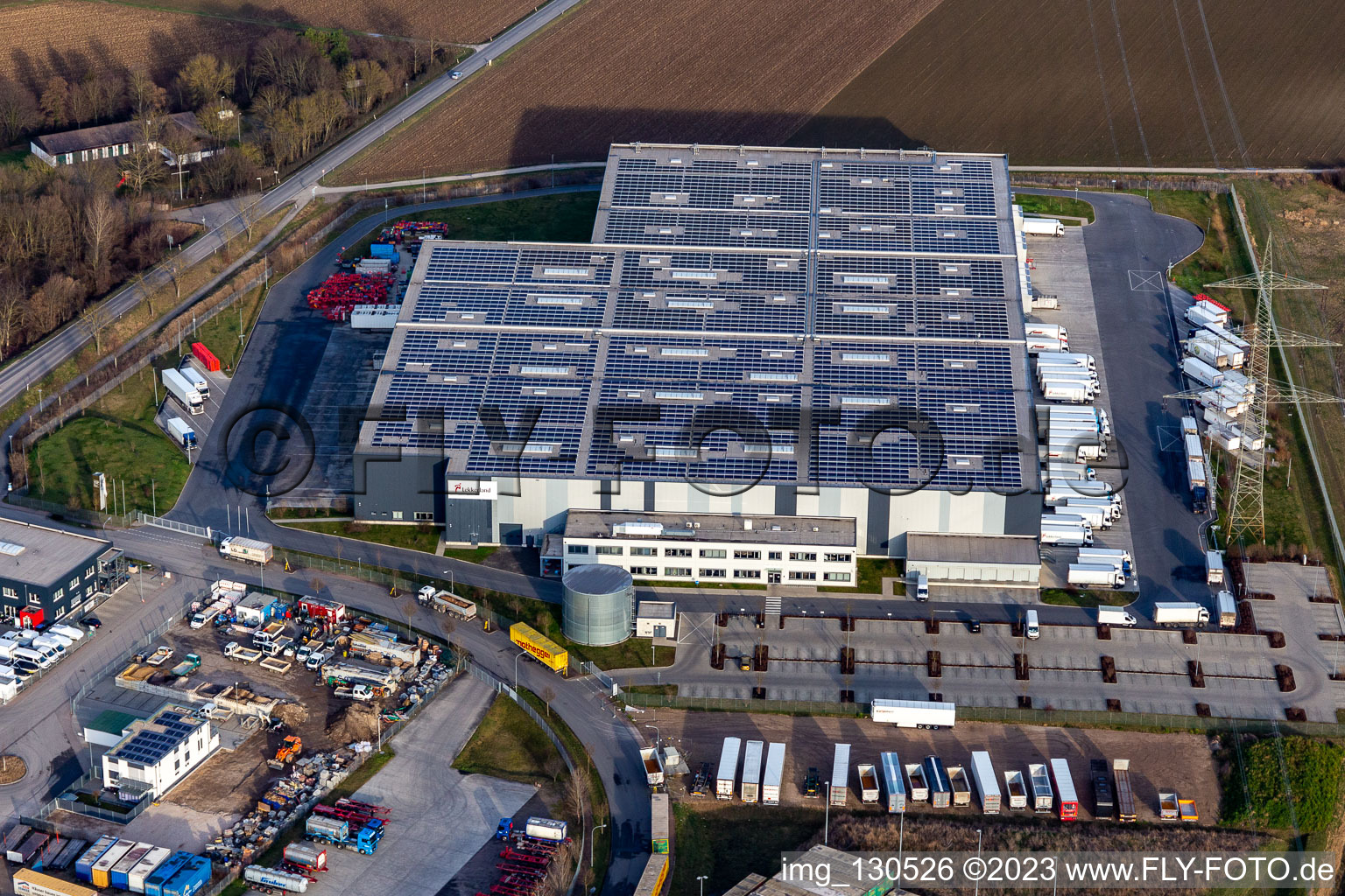 Luftbild von Lekkerland Logistikzentrum Mannheim im Ortsteil Roxheim in Bobenheim-Roxheim im Bundesland Rheinland-Pfalz, Deutschland