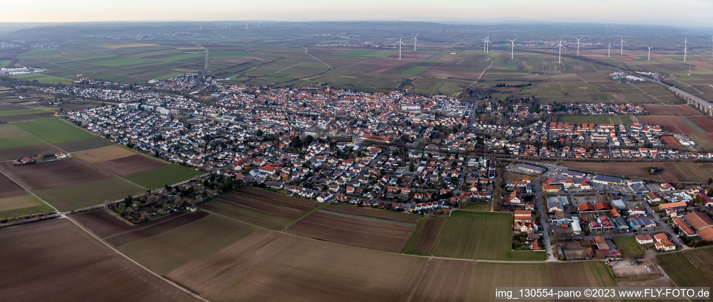 Ortsteil Pfeddersheim in Worms im Bundesland Rheinland-Pfalz, Deutschland aus der Luft