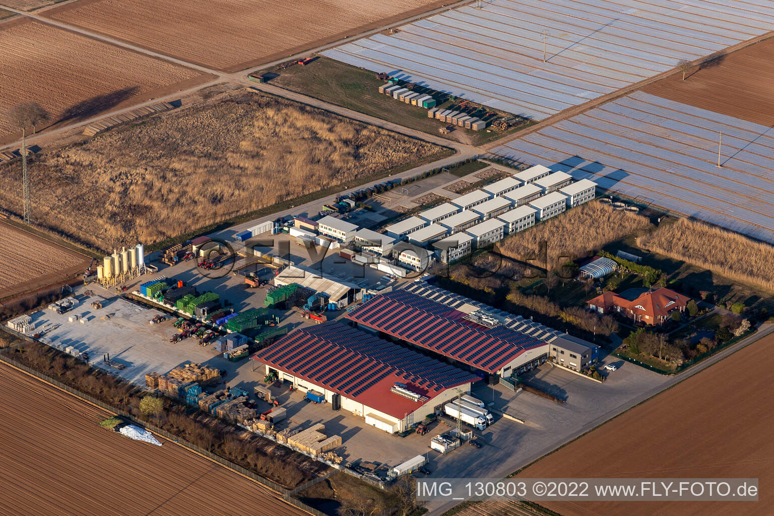 Luftbild von Hortulanushof, Stubenbordt GmbH & Co. KG / Dieter Stubenbordt Gemüseanbau in Zeiskam im Bundesland Rheinland-Pfalz, Deutschland