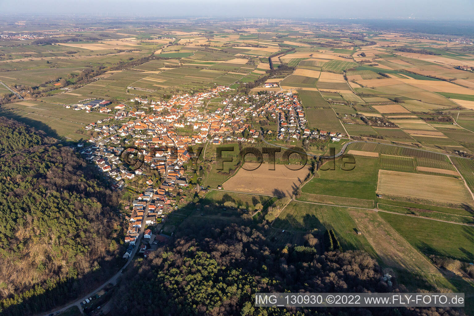 Schrägluftbild von Oberotterbach im Bundesland Rheinland-Pfalz, Deutschland