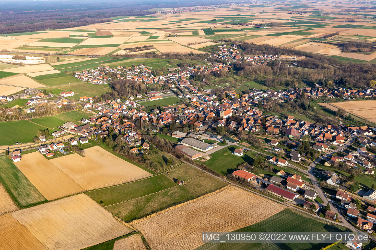 Riedseltz im Bundesland Bas-Rhin, Frankreich aus der Luft