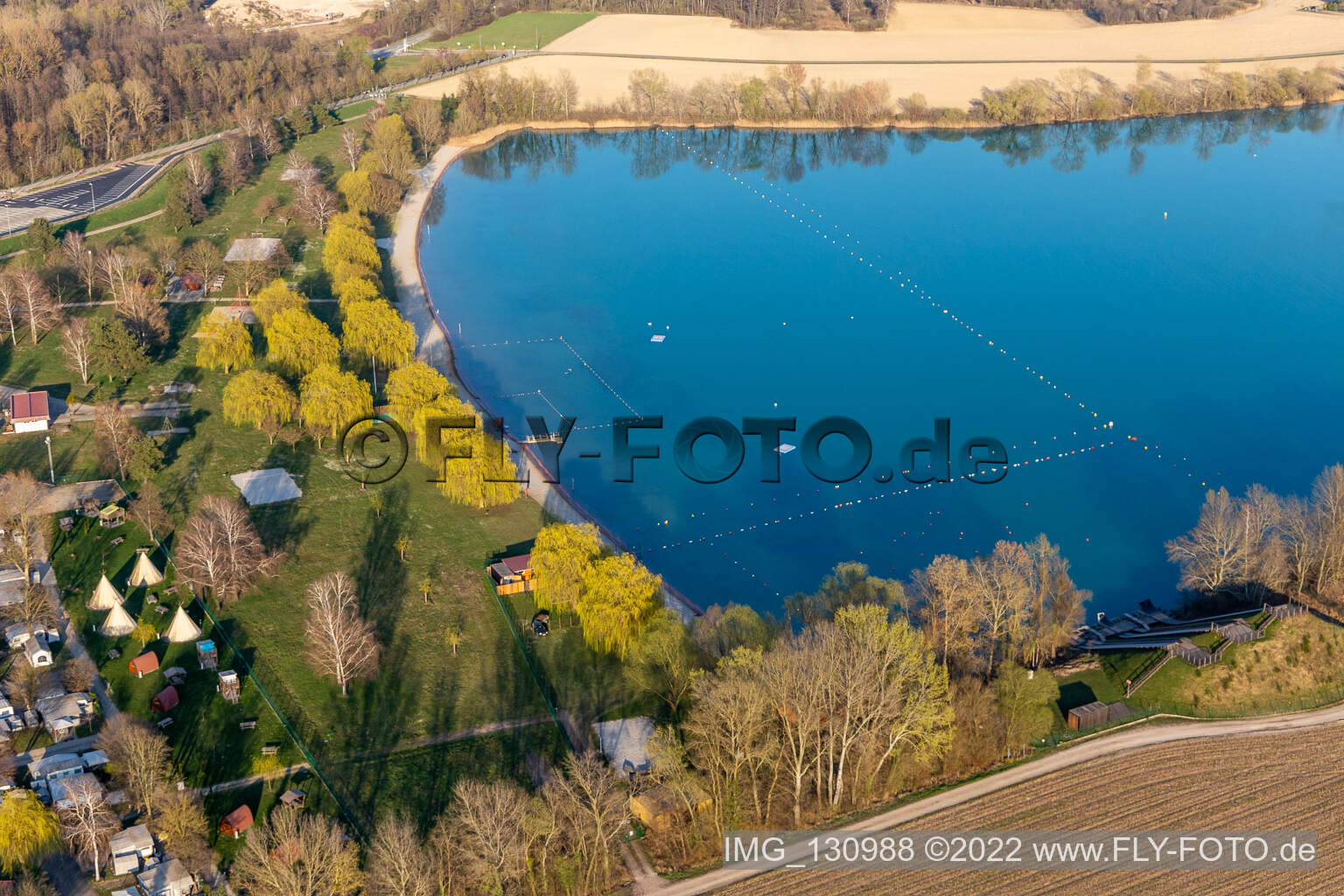 Luftaufnahme von Camping Municipal des Mouettes in Lauterbourg im Bundesland Bas-Rhin, Frankreich