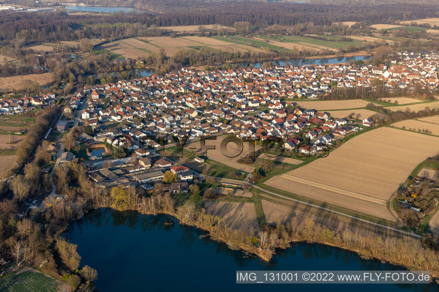Neuburg am Rhein im Bundesland Rheinland-Pfalz, Deutschland aus der Luft