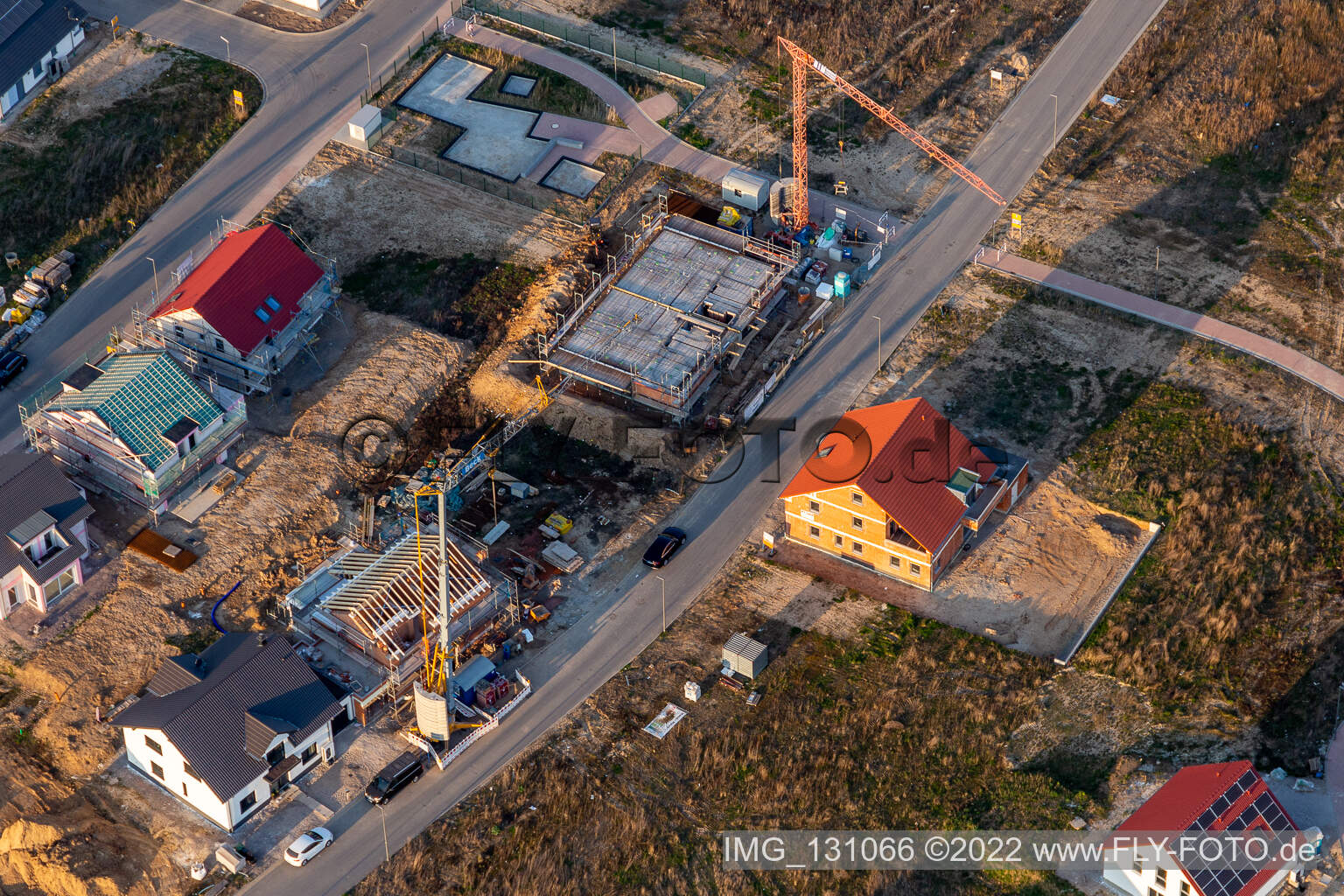 Neubaugebiet K2 in Kandel im Bundesland Rheinland-Pfalz, Deutschland aus der Drohnenperspektive