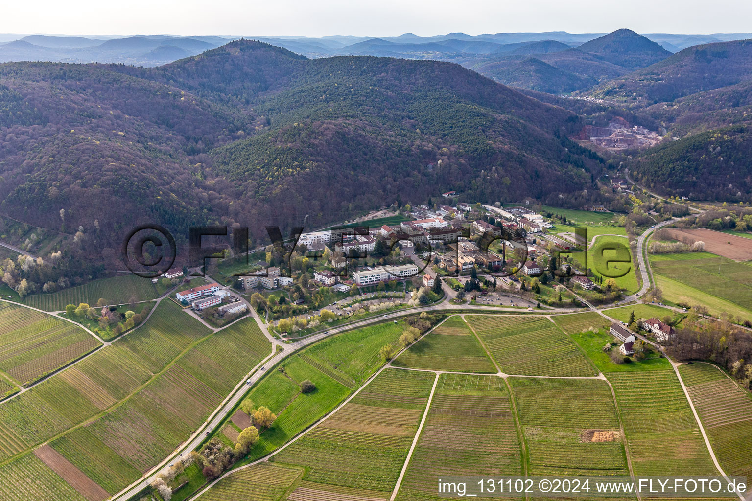 Pfalzklinik Landeck in Klingenmünster im Bundesland Rheinland-Pfalz, Deutschland von oben gesehen