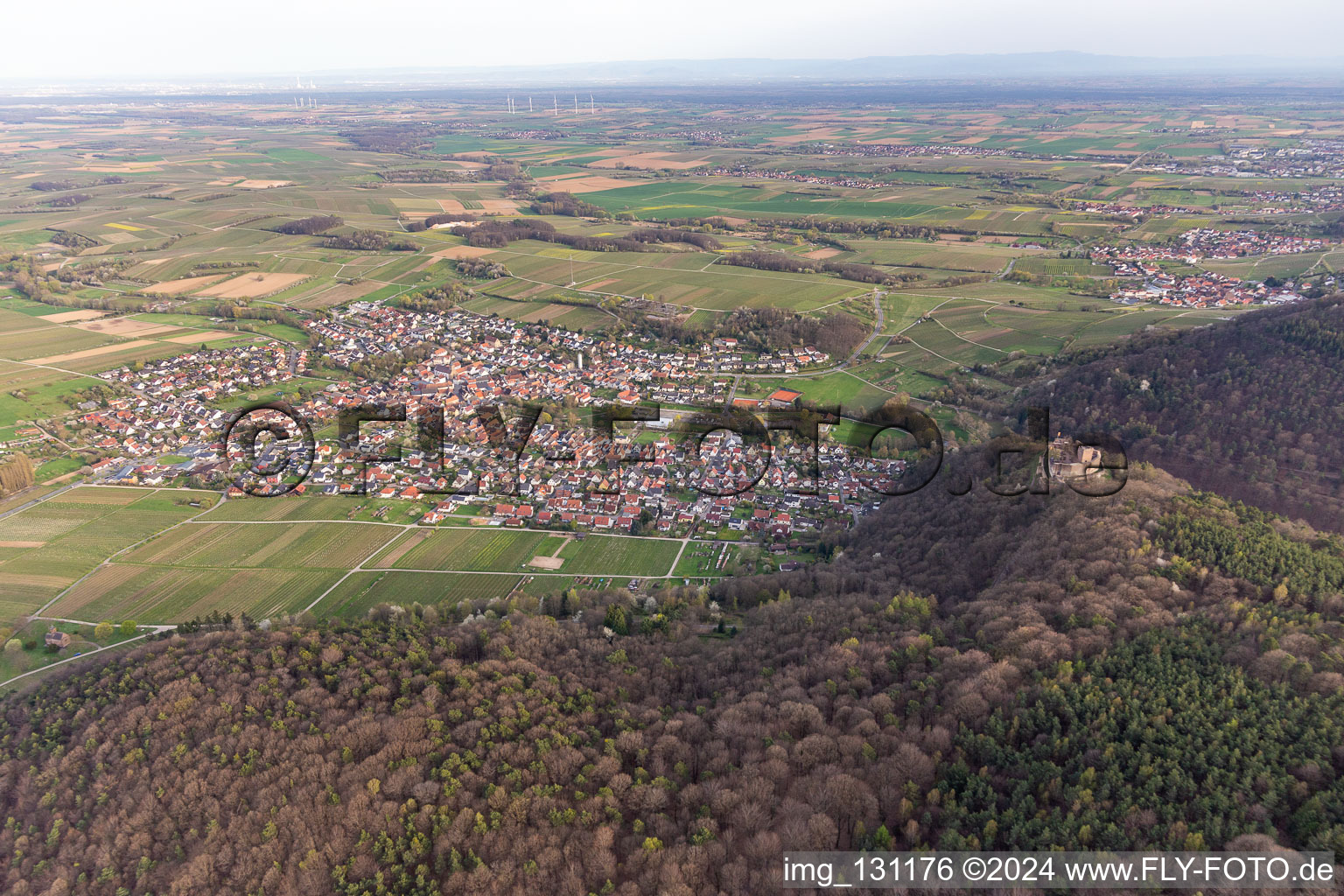 Klingenmünster im Bundesland Rheinland-Pfalz, Deutschland von oben