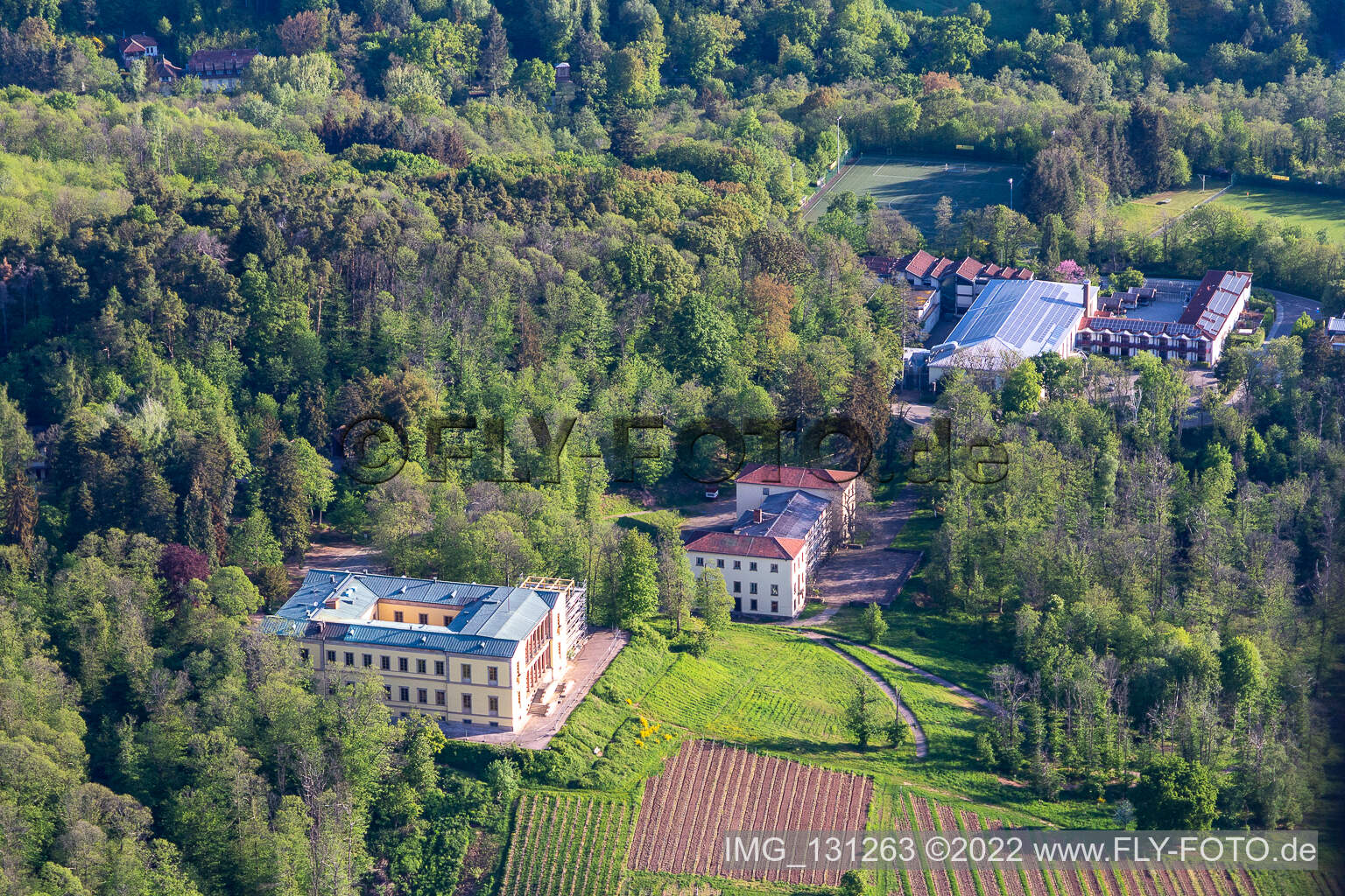 Schloss Villa Ludwigshöhe in Edenkoben im Bundesland Rheinland-Pfalz, Deutschland aus der Luft