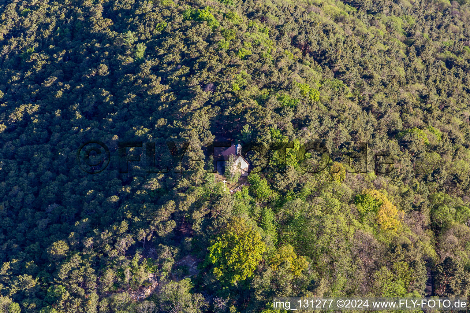 Luftaufnahme von Kapelle Wetterkreuzberg in Maikammer im Bundesland Rheinland-Pfalz, Deutschland