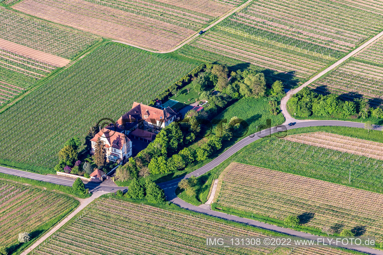 Edesheim im Bundesland Rheinland-Pfalz, Deutschland von der Drohne aus gesehen