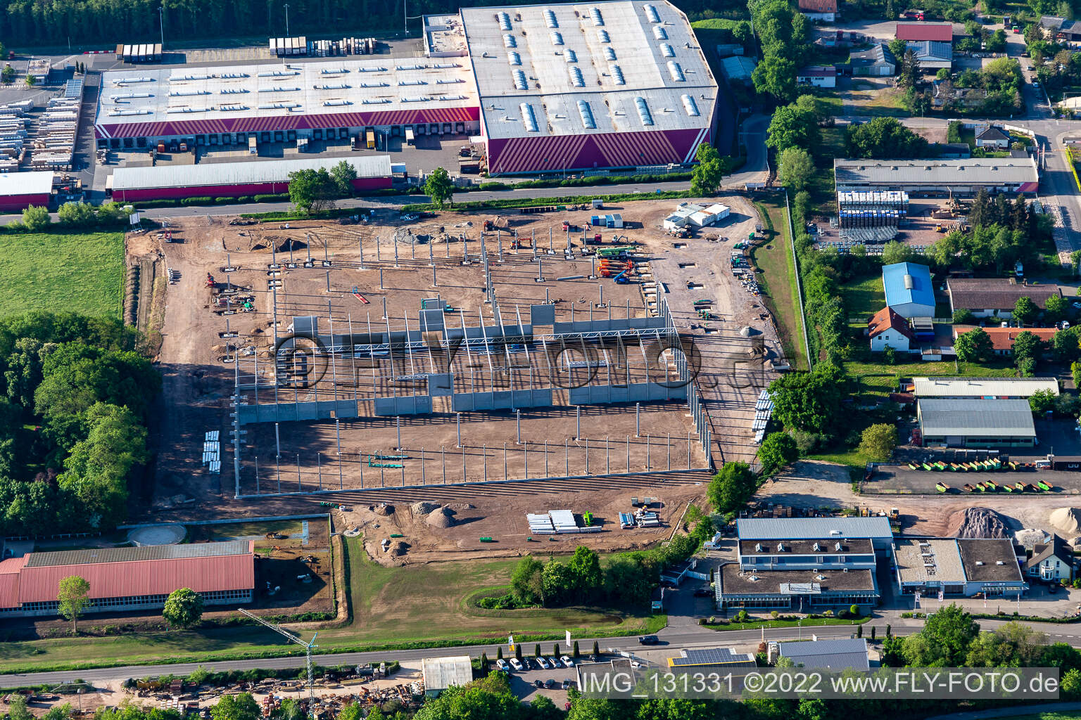 Luftbild von Hornbach Baustelle des Hornbach Logistikzentrum Essingen im Bundesland Rheinland-Pfalz, Deutschland