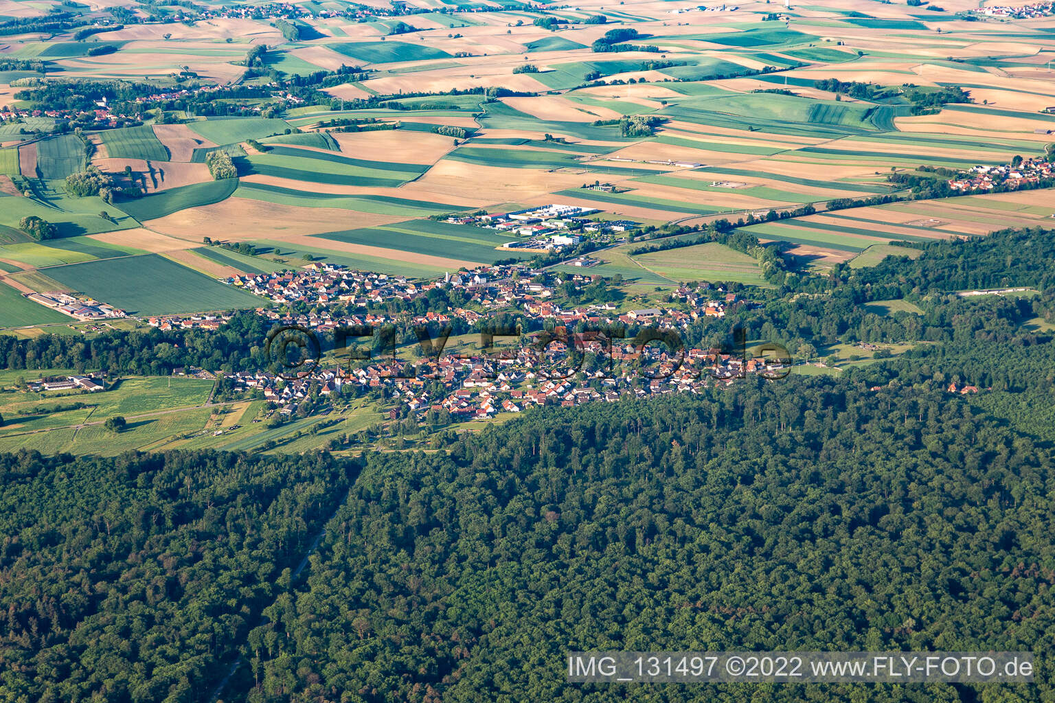 Luftbild von Scheibenhard im Bundesland Bas-Rhin, Frankreich