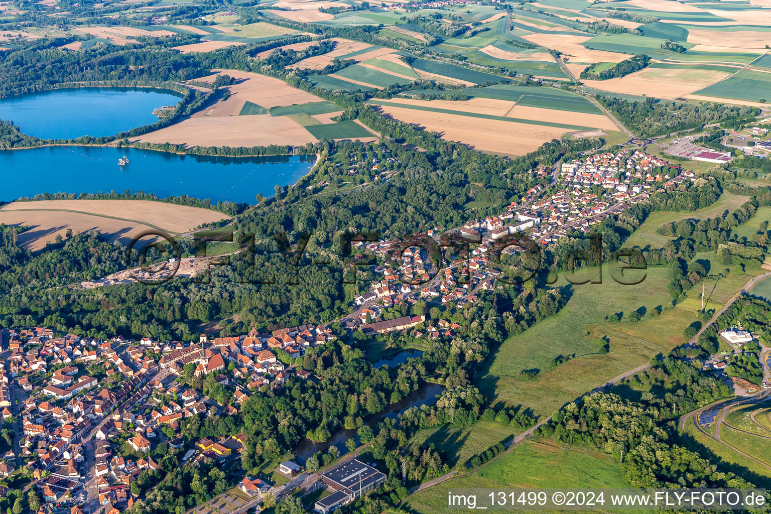 Schrägluftbild von Lauterbourg im Bundesland Bas-Rhin, Frankreich