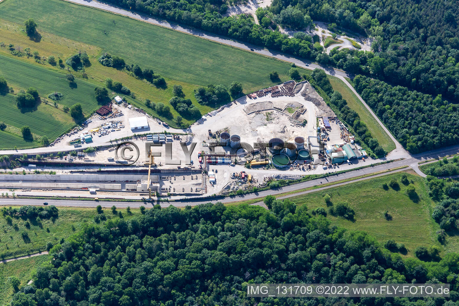 Luftaufnahme von Info-Center Tunnel Rastatt in Ötigheim im Bundesland Baden-Württemberg, Deutschland