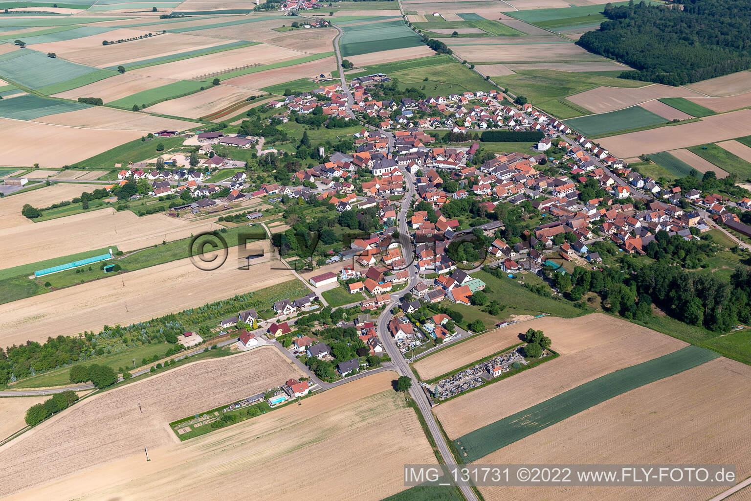 Salmbach im Bundesland Bas-Rhin, Frankreich aus der Luft betrachtet