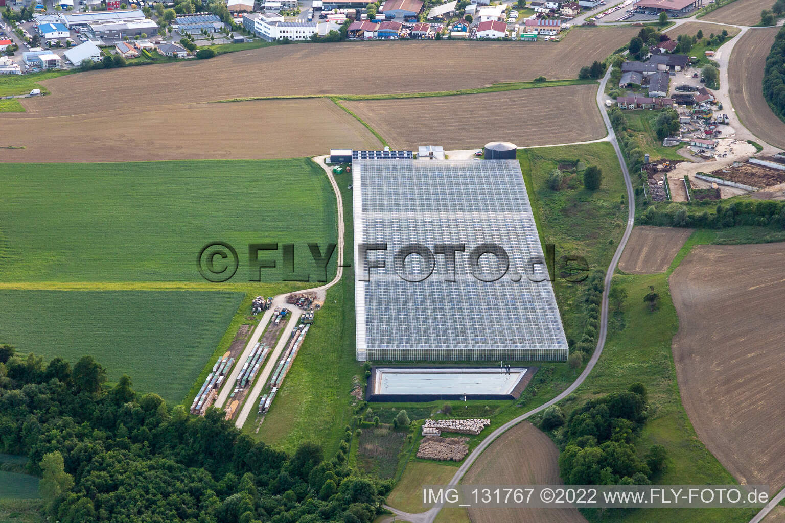 Luftbild von Gewächshäuser in Aach im Bundesland Baden-Württemberg, Deutschland