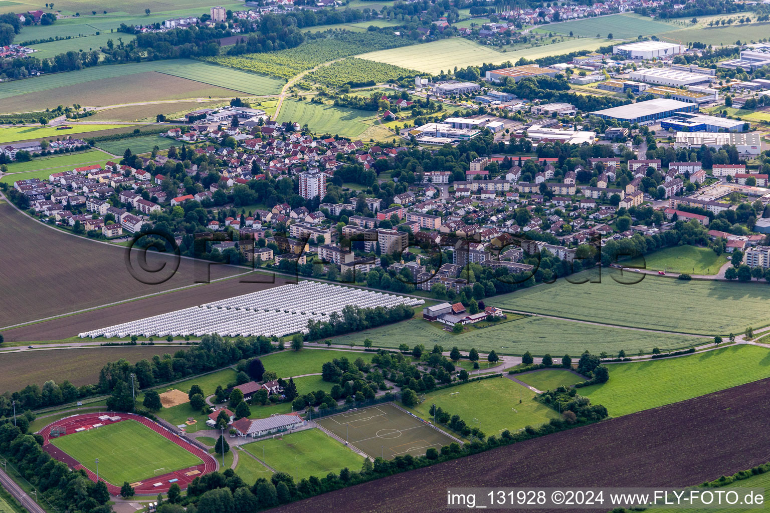 Kasernen,  Lindenhofstadion in Weingarten bei Ravensburg im Bundesland Baden-Württemberg, Deutschland