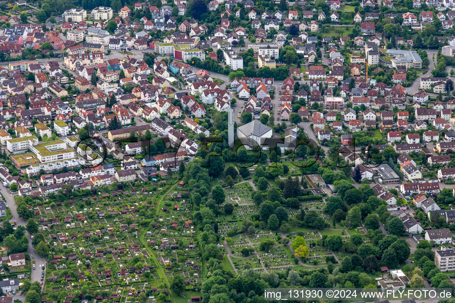 Luftbild von Friedhof Weingarten (Marienfriedhof),  Weingarten in Weingarten bei Ravensburg im Bundesland Baden-Württemberg, Deutschland