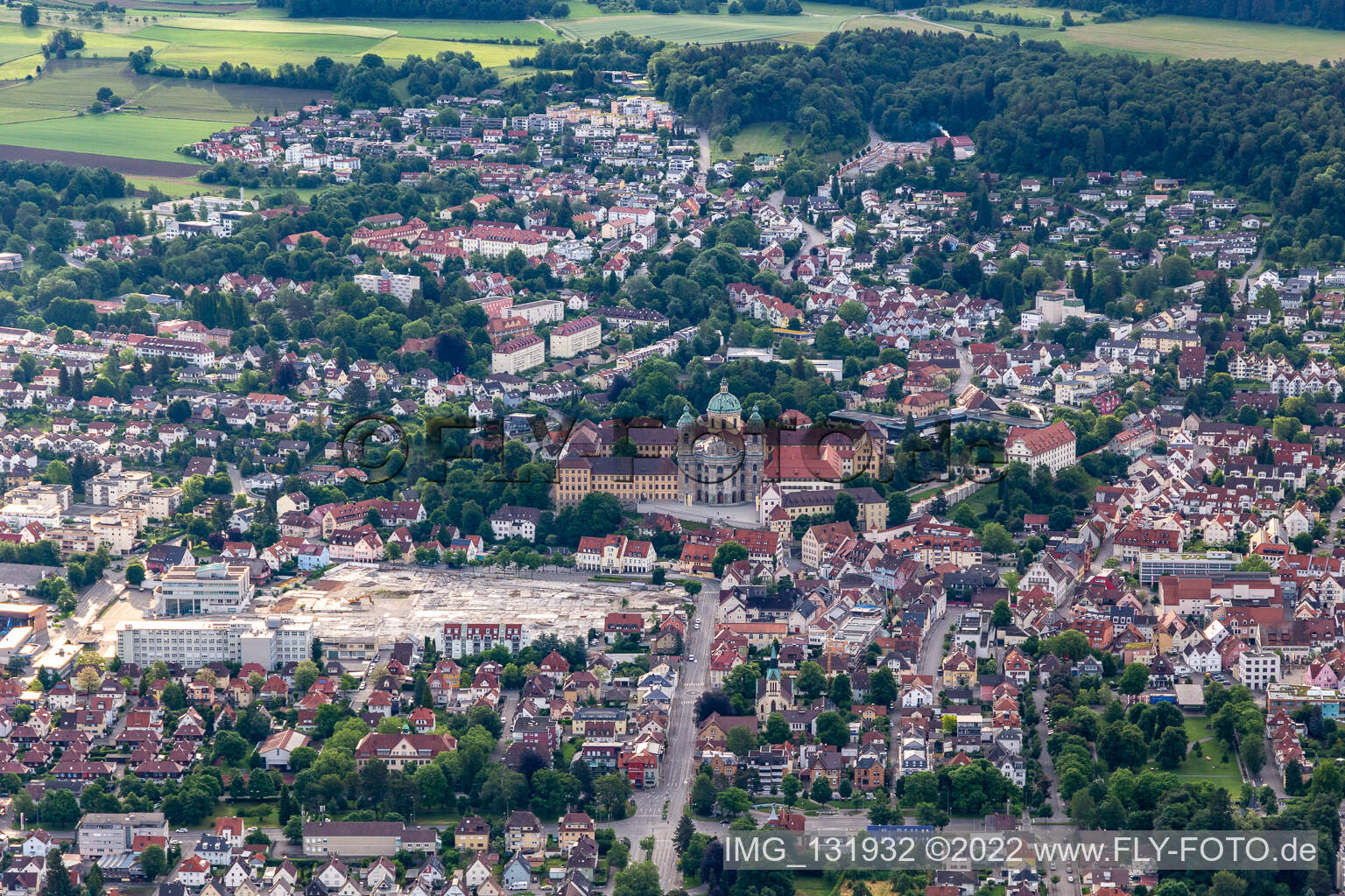 Luftaufnahme von Weingarten bei Ravensburg im Bundesland Baden-Württemberg, Deutschland