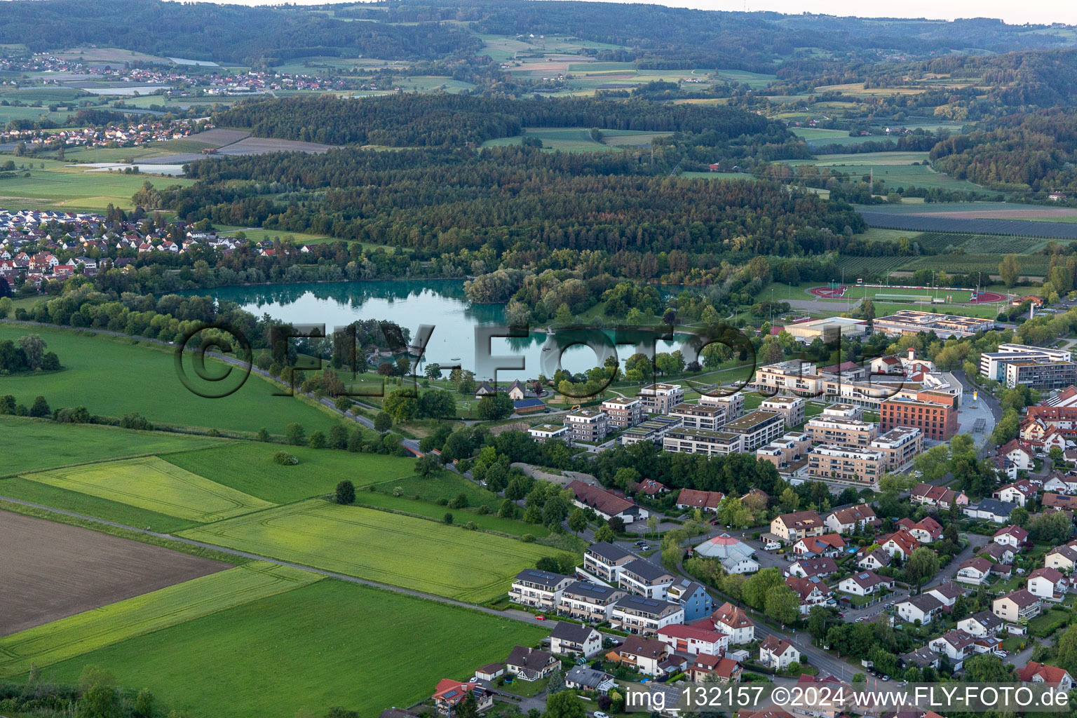 Luftbild von Mimmenhausen, am Schlosssee in Salem im Bundesland Baden-Württemberg, Deutschland