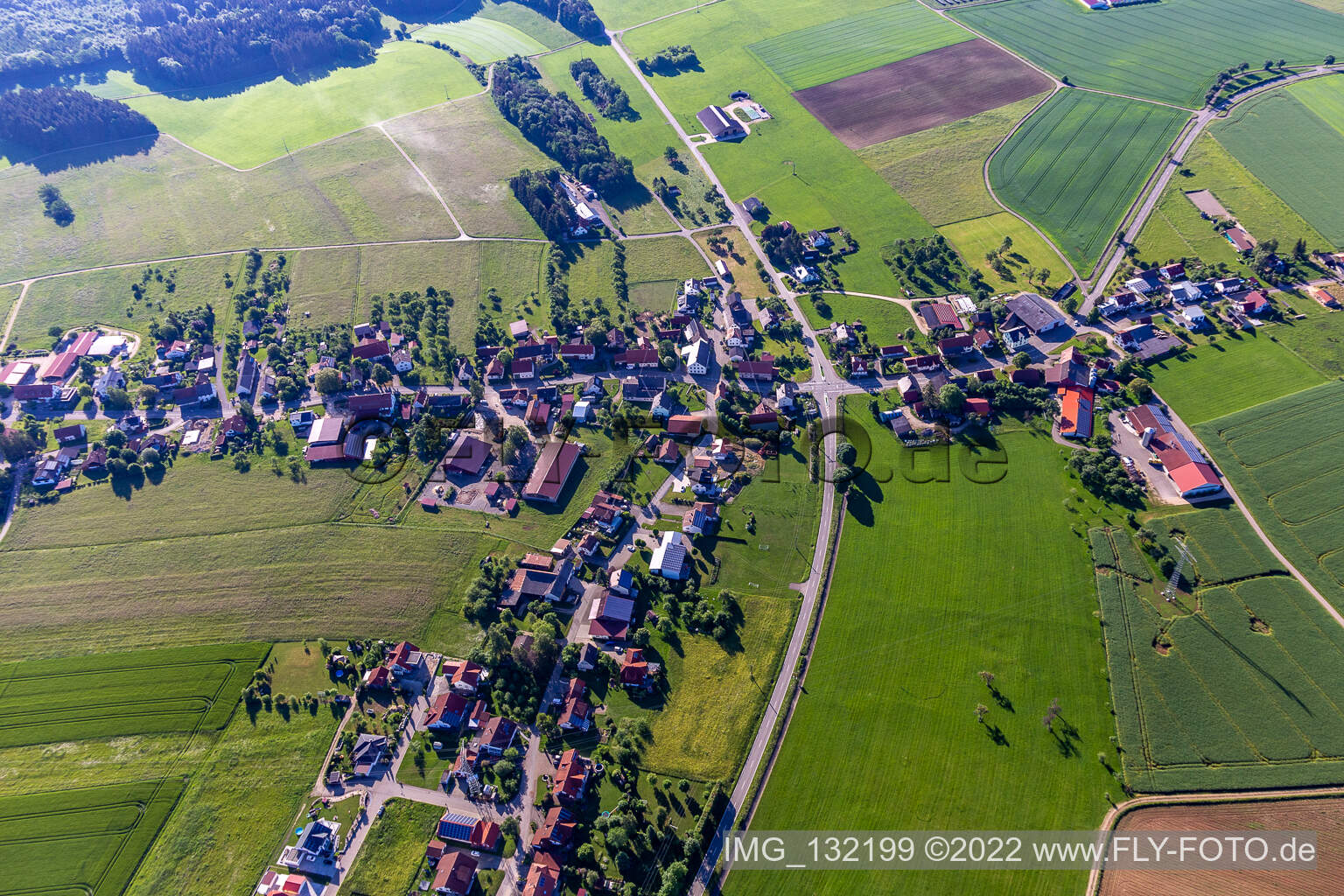 Luftbild von Langenhart, in Meßkirch im Bundesland Baden-Württemberg, Deutschland
