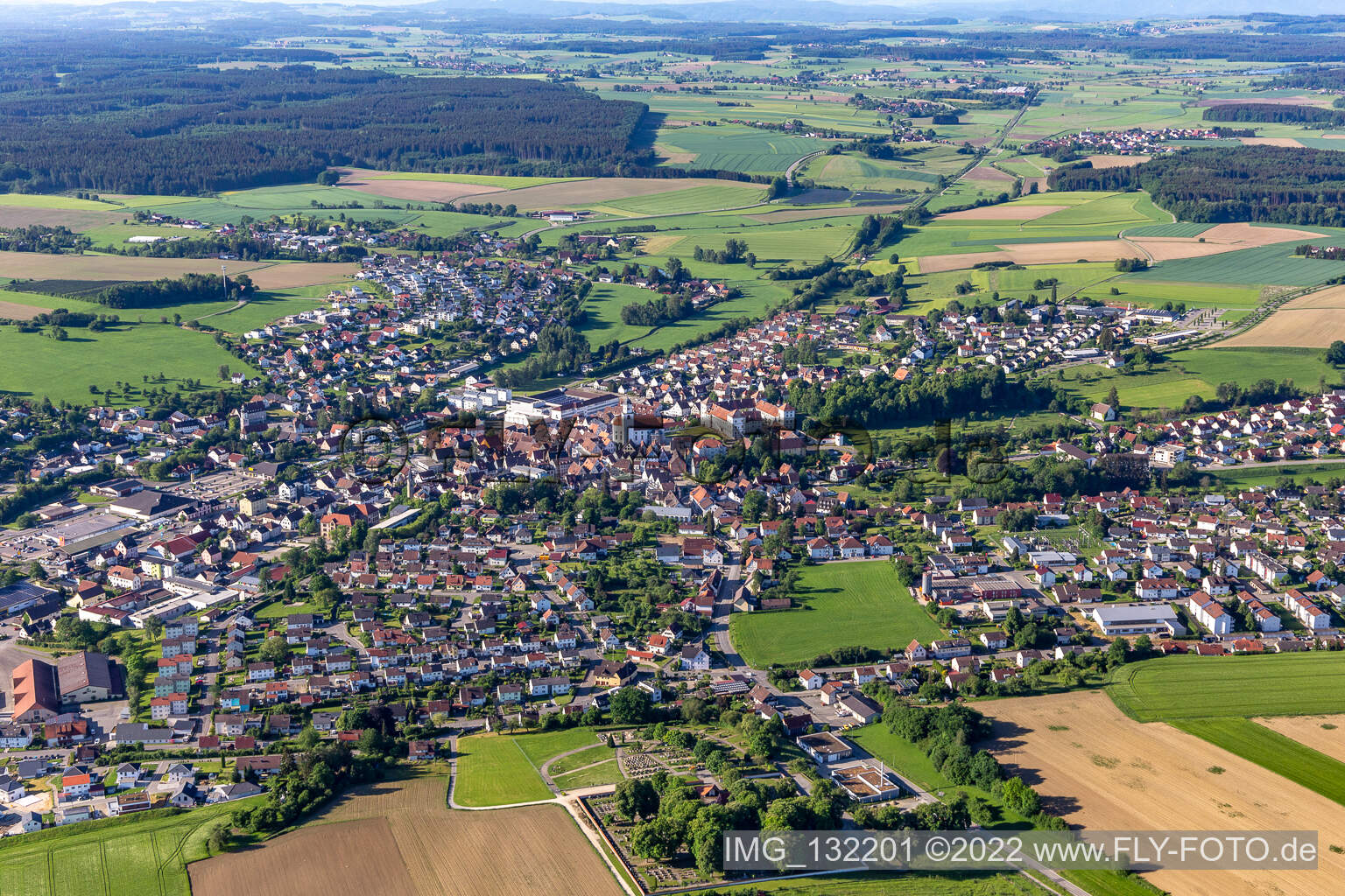 Drohnenaufname von Meßkirch im Bundesland Baden-Württemberg, Deutschland